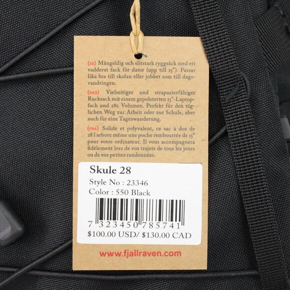 NWT Fjallraven Skule 28 Daypack Backpack in Black (23346) - Picture 14 of 15